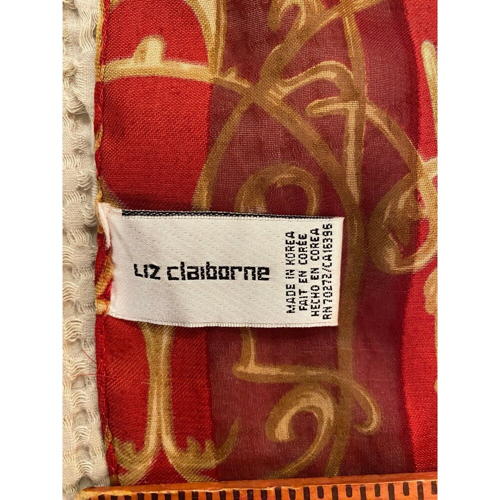Liz Claiborne Scarf Holiday Red‎ Gold Silky Feel Long Flowy Versatile Christmas - Picture 6 of 9